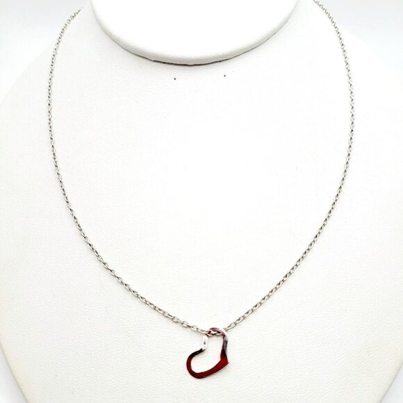 Beau Sterling Jewelry - Vintage Beau Sterling Silver Delicate Heart Pendant Necklace on 24" Chain 3.36gr